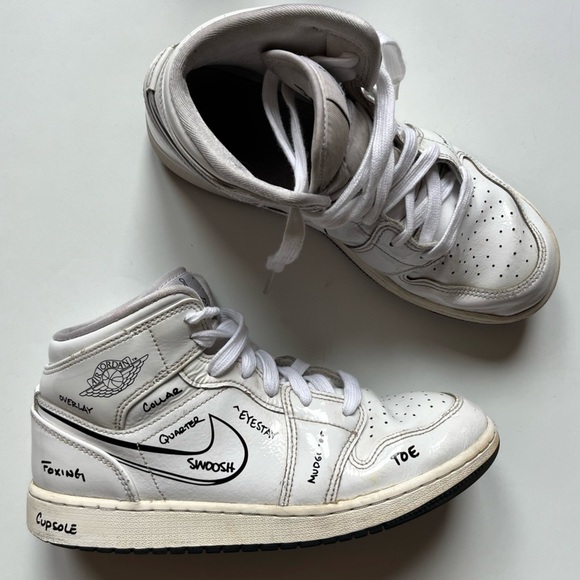 Nike Air Jordan 1 Mid SS GS Schematic- Youth- Size 5.5Y - [DQ1864-100] - Picture 13 of 15